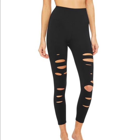 ALO Yoga Pants - Alo Yoga 7/8 HW Ripped Warrior leggings - XXS